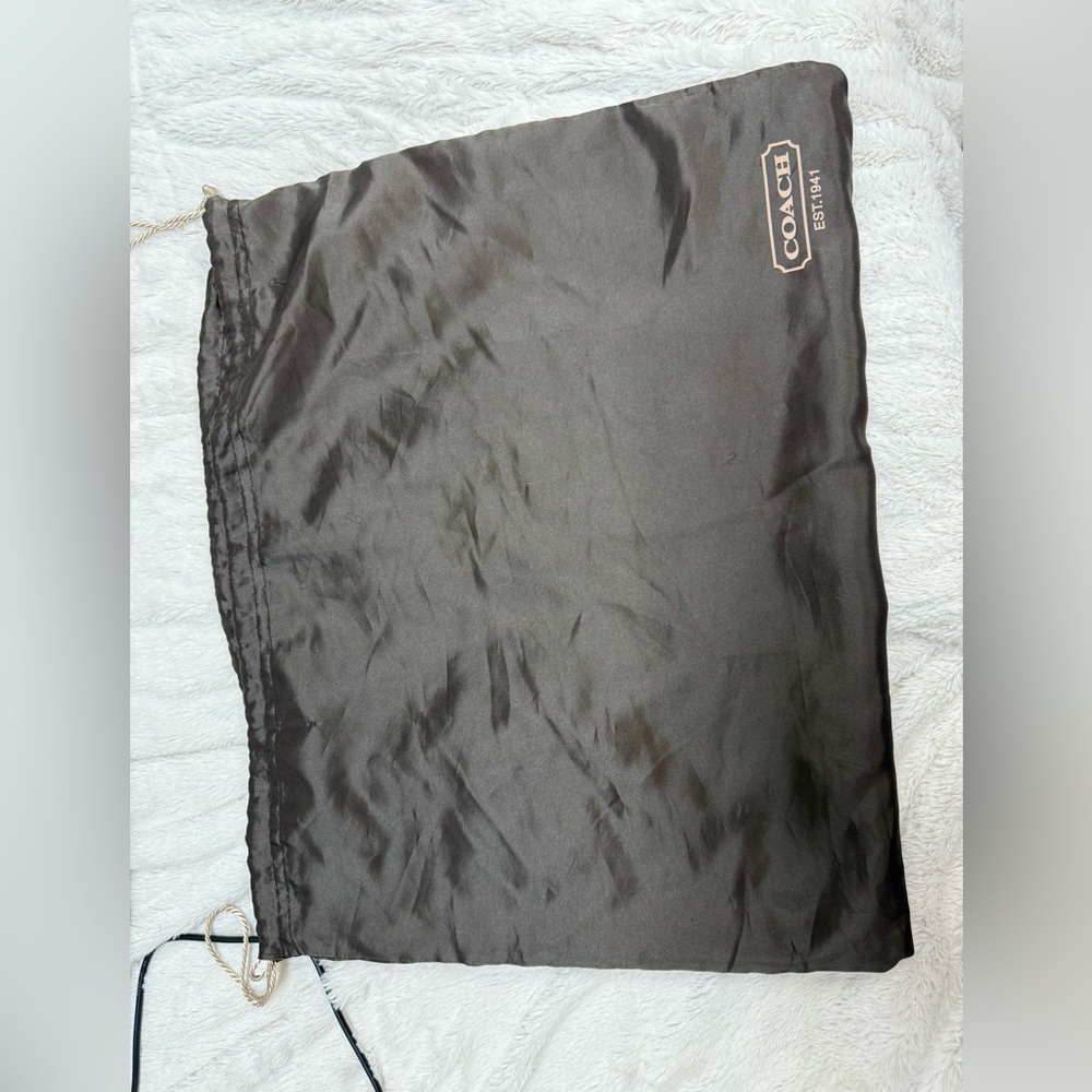 COACH Brown leather suede handbag purse with gold chain strap, style 14339 - Picture 9 of 9